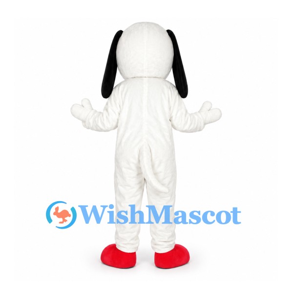 Dog Mascot Costume in White with Black Belly and Red Feet