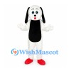 Dog Mascot Costume in White with Black Belly and Red Feet