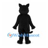 Cat Mascot Costume in Black with Long Tail and Yellow Eyes