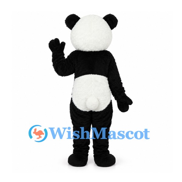 Panda Mascot Costume with Black Eye Patches and White Belly