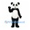 Panda Mascot Costume with Black Eye Patches and White Belly