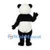 Panda Mascot Costume with Rounded White Belly and Black Limbs