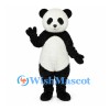 Panda Mascot Costume with Rounded White Belly and Black Limbs