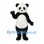 Panda Mascot Costume with Rounded White Belly and Black Limbs
