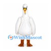 Goose Mascot Costume in White with Long Neck and Brown Feet