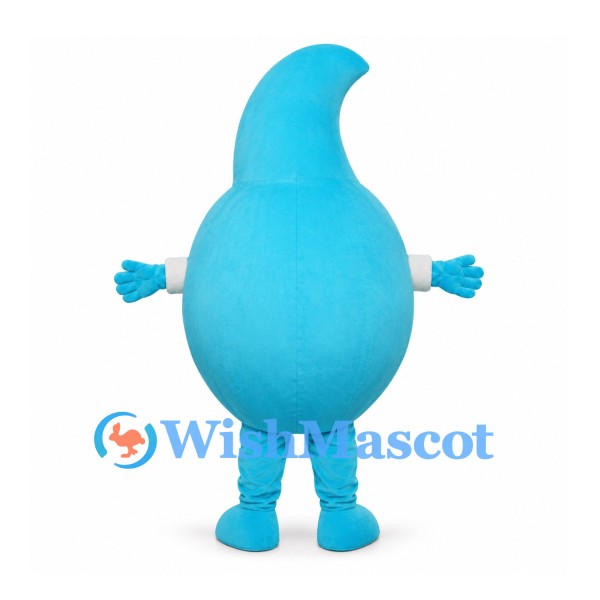 Water Drop Mascot Costume in Blue with Smiling Face