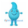 Water Drop Mascot Costume in Blue with Smiling Face
