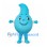 Water Drop Mascot Costume in Blue with Smiling Face