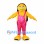 Girl Mascot Costume with Yellow Skin and Shiny Pink Overalls