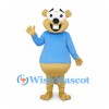 Beaver Mascot Costume with Blue Shirt and Wide Flat Tail