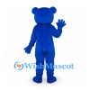 Bear Mascot Costume in Blue with Red Bow Tie