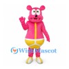 Bear Mascot Costume in Pink with Yellow Shorts and Shoes