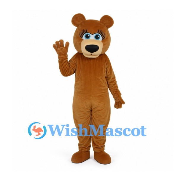 Bear Mascot Costume in Brown with Blue Eyes