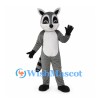 Raccoon Mascot Costume in Gray with Black Eye Mask and Striped Tail