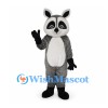Raccoon Mascot Costume in Gray with White Belly and Ringed Tail