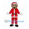 Bear Mascot Costume with Red Santa Suit and White Trim