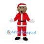 Bear Mascot Costume with Red Santa Suit and White Trim