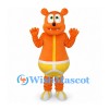 Bear Mascot Costume in Orange with Yellow Shorts and Shoes