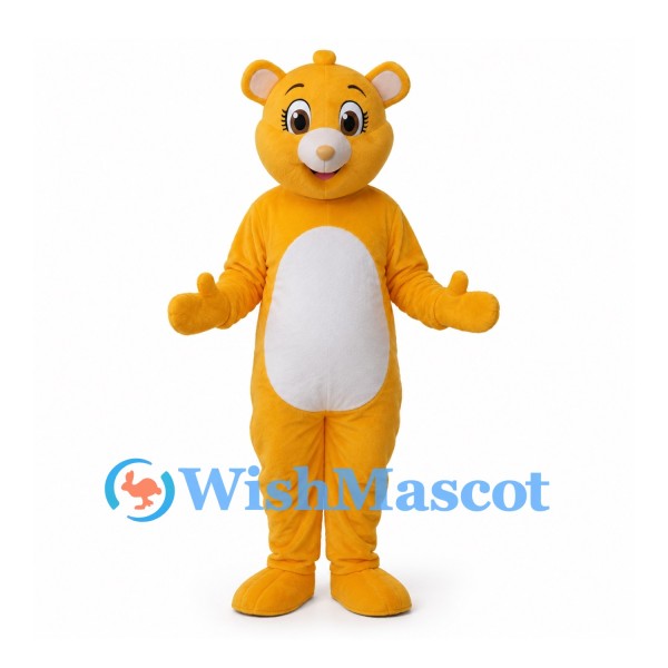 Bear Mascot Costume in Gold with White Belly