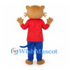 Cat Mascot Costume with Red Shirt and Blue Pants