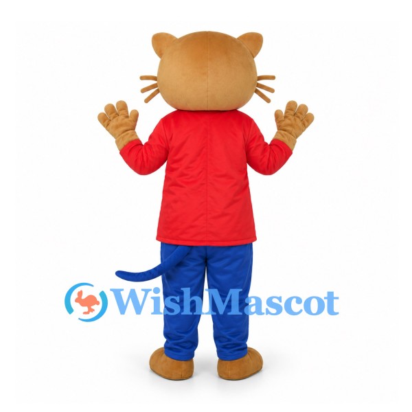Cat Mascot Costume with Red Shirt and Blue Pants