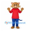 Cat Mascot Costume with Red Shirt and Blue Pants