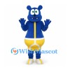 Bear Mascot Costume in Blue with Yellow Shorts and Shoes