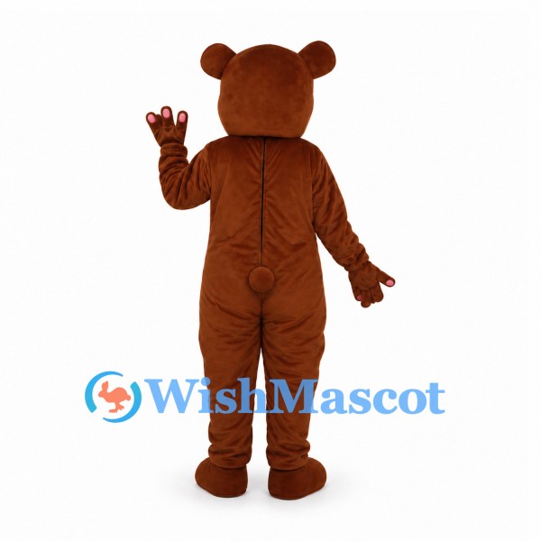 Bear Mascot Costume in Brown with Cream Belly and Pink Paw Pads