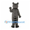 Raccoon Mascot Costume in Gray with Pink Tongue and Striped Tail