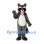 Raccoon Mascot Costume in Gray with Pink Tongue and Striped Tail