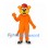 Cat Mascot Costume in Orange with Red Cap and Black Sneakers
