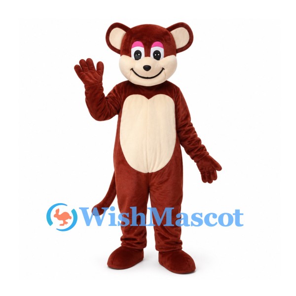 Monkey Mascot Costume in Brown with Cream Belly and Long Tail