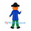 Pirate Mascot Costume with Orange Beard and Blue Coat
