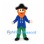 Pirate Mascot Costume with Orange Beard and Blue Coat
