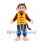 Monkey Mascot Costume with Yellow Vest and Blue Patterned Pants