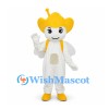 Flower Fairy Mascot Costume in White with Yellow Petal Head