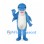 Shark Mascot Costume in Blue with White Belly and Side Fins
