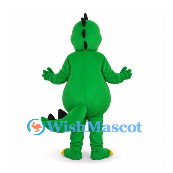 Dinosaur Mascot Costume in Green with Black Back Spikes