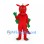 Dragon Mascot Costume in Red with Green Wings and Spines
