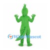 Dragon Mascot Costume in Green with White Belly and Long Tail