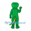 Snake Mascot Costume in Green with Yellow Belly and Large Fangs