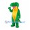 Snake Mascot Costume in Green with Yellow Belly and Large Fangs