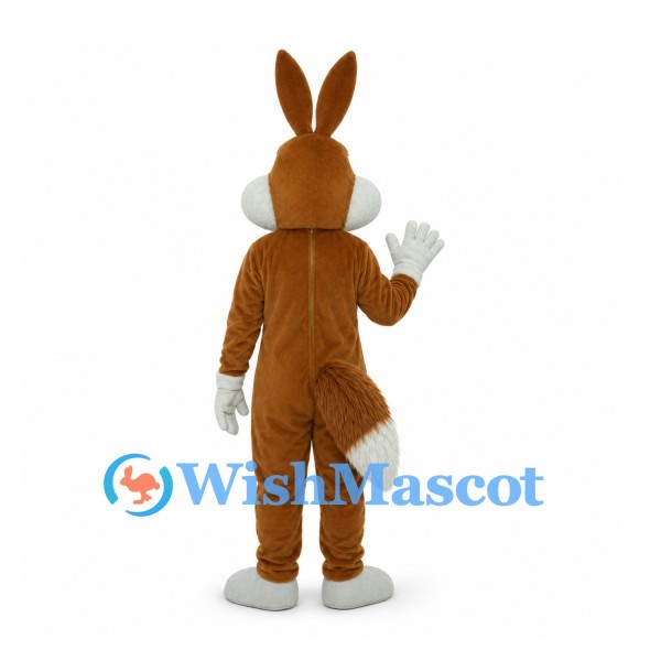 Rabbit Mascot Costume in Brown with White Cheeks and Belly