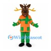 Moose Mascot Costume with Orange and Green Jacket