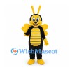Butterfly Mascot Costume in Black and Yellow with Striped Belly