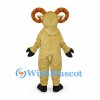 Ram Mascot Costume in Tan with Large Curled Horns