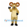 Ram Mascot Costume in Tan with Large Curled Horns