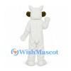 Sheep Mascot Costume in White with Brown Chest and Curled Horns