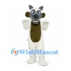 Sheep Mascot Costume in White with Brown Chest and Curled Horns