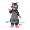 Mouse Mascot Costume in Dark Gray with Pink Hands and Feet